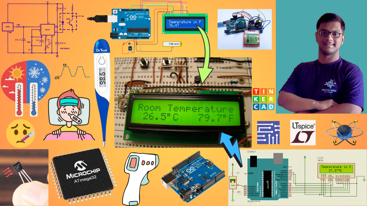 Biomedical Project: Design Digital Thermometer with Atmega32, Arduino & LM35 Temperature Sensor
