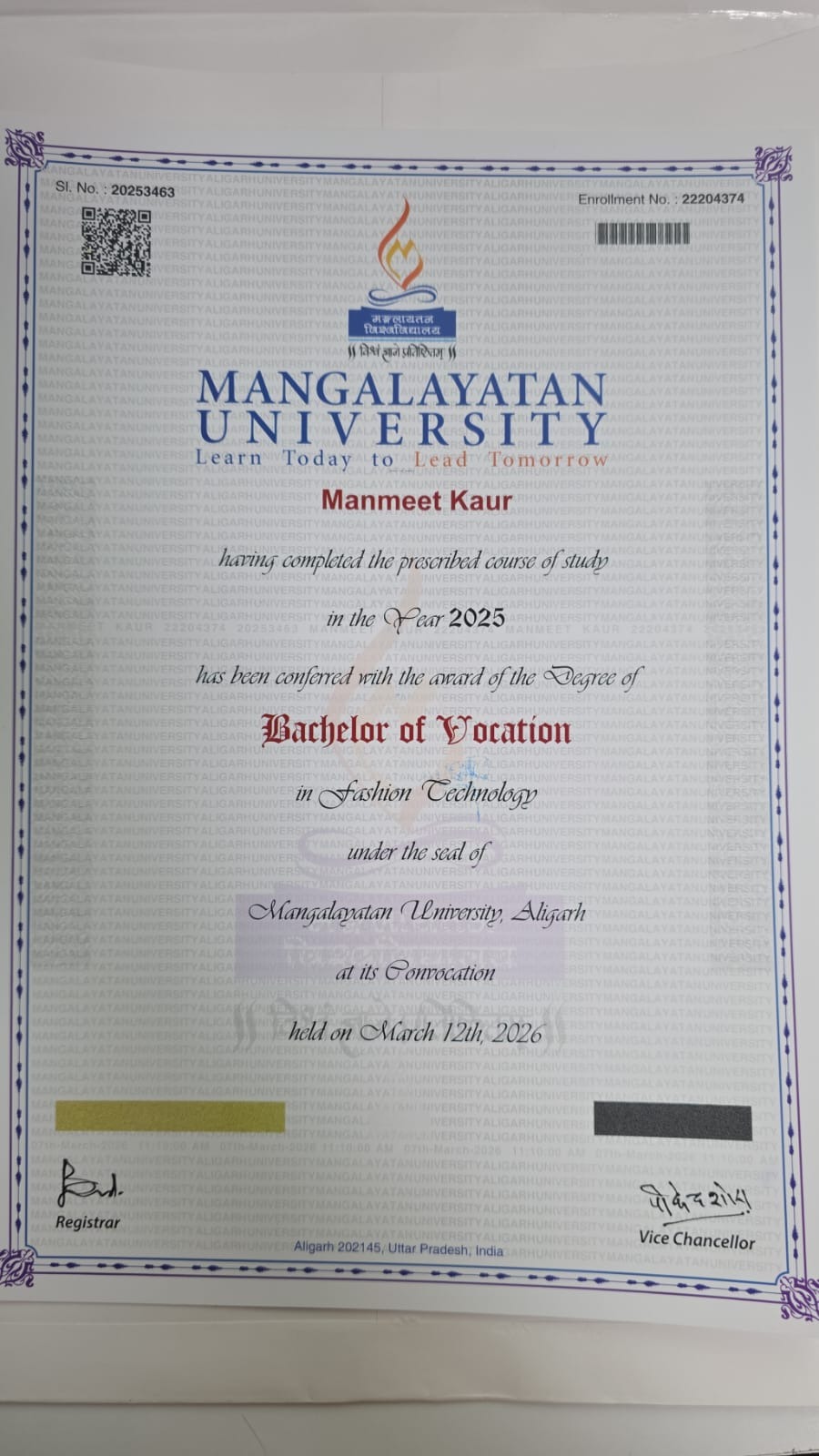 Mangalayatan University Sample