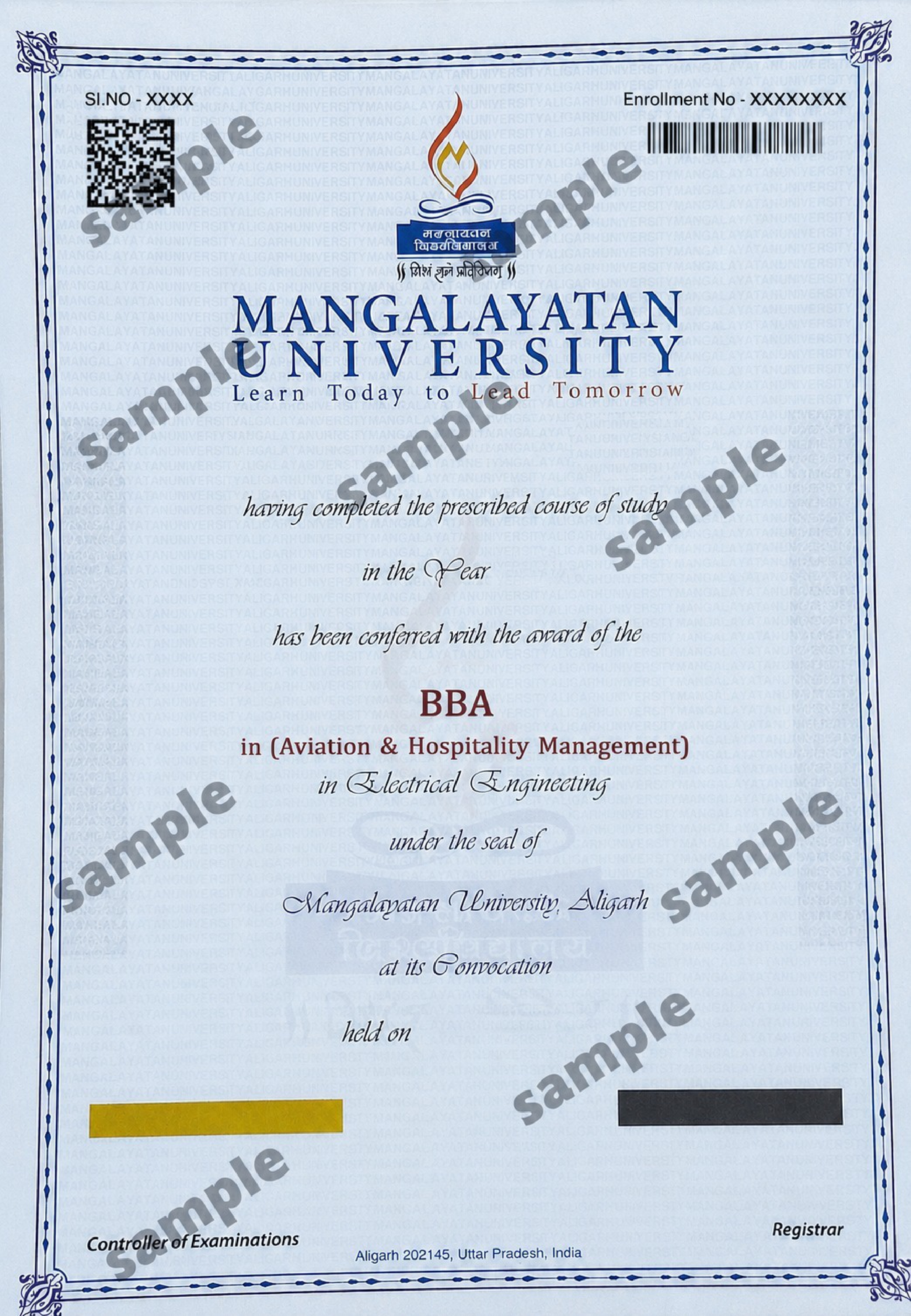 Mangalayatan University Sample